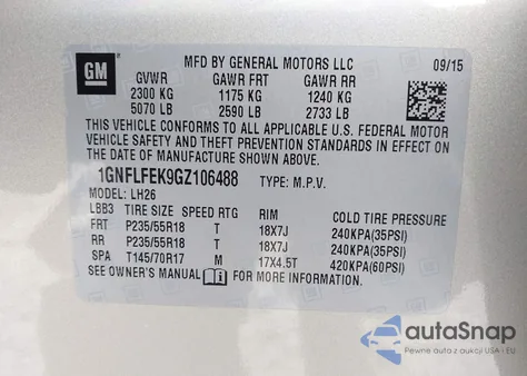 2016 Chevrolet Equinox Lt from USA, damaged, VIN 1GNFLFEK9GZ106488